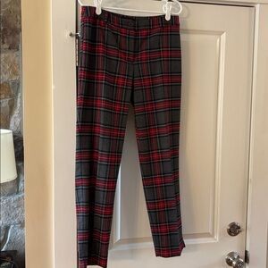 EUC Sz 6 Talbots Red and Gray Plaid Trousers. Wool blend. Fully lined.